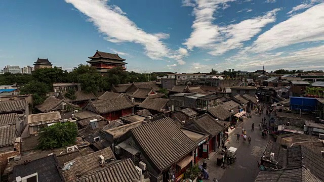 T/L WS HA ZO高视角鼓楼和古代传统建筑/北京，中国视频素材画面4