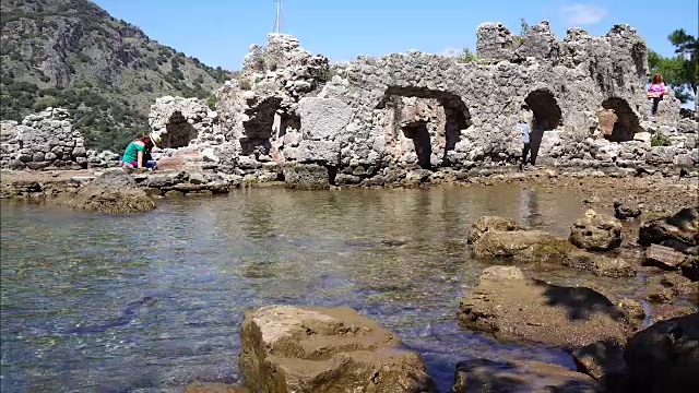 克利奥帕特拉从Göcek湾沐浴。Fethiye /土耳其视频素材