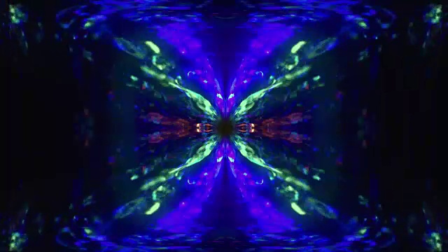 水抽象万花筒在黑色的背景视频素材画面1