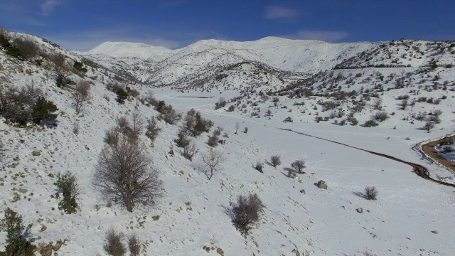 冬雪覆盖的黑门山鸟瞰图视频素材