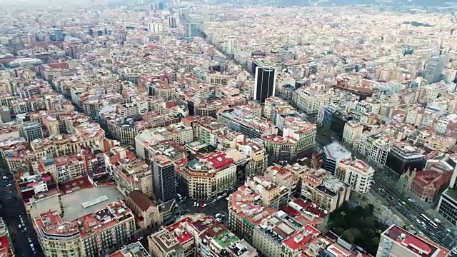 巴塞罗那的城市景观鸟瞰图视频素材画面2