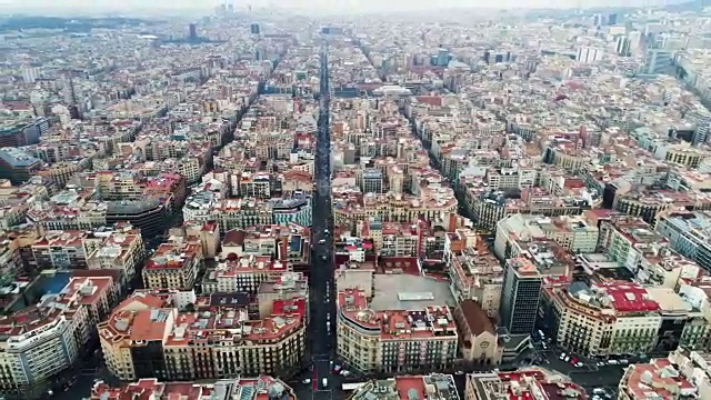 巴塞罗那的城市景观鸟瞰图视频素材画面3