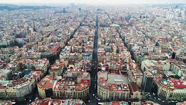 巴塞罗那的城市景观鸟瞰图视频素材画面4