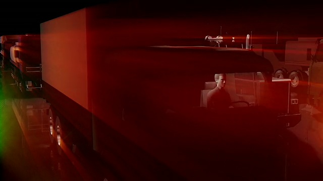 可循环，繁忙的交通，高速公路上的卡车，3D视频素材画面1