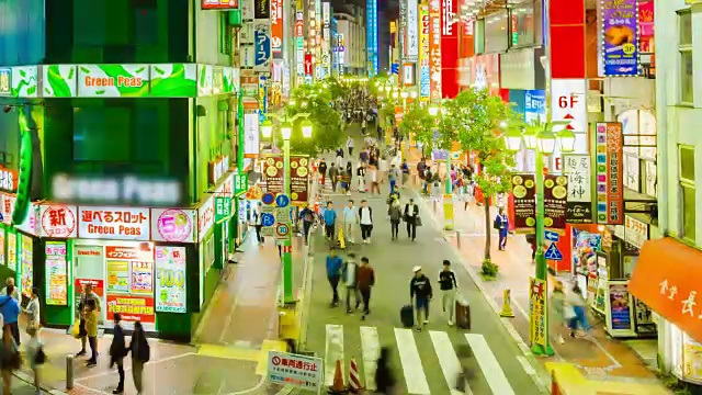 时间流逝:新宿街夜景视频素材