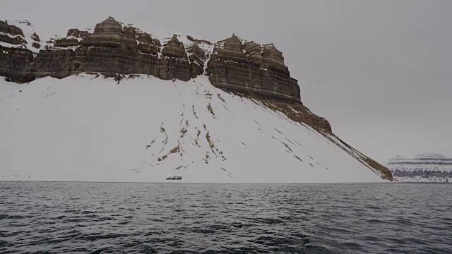 挪威斯匹次卑尔根群岛斯瓦尔巴特岛的雪山视频素材