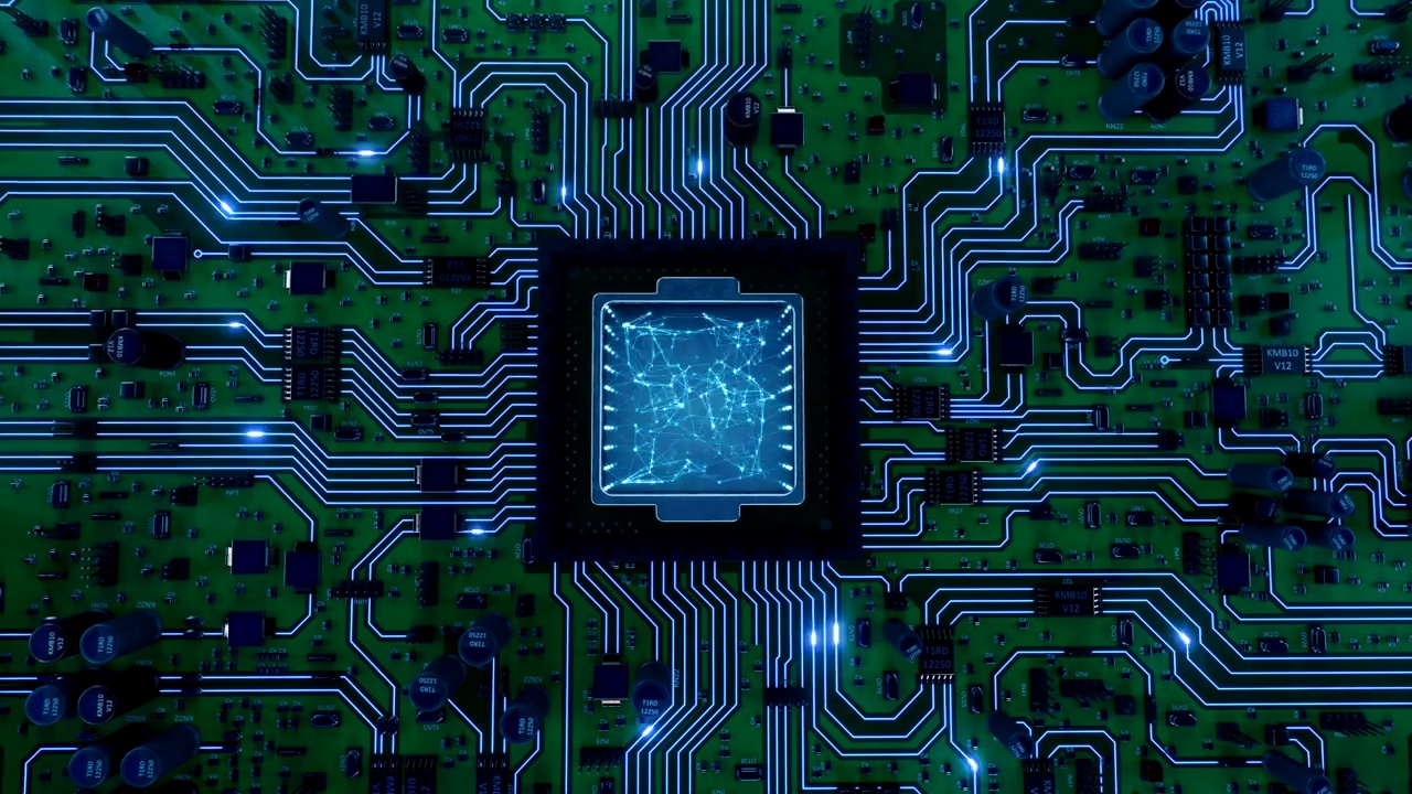 处理器结构和部件的抽象3d动画视频素材画面1