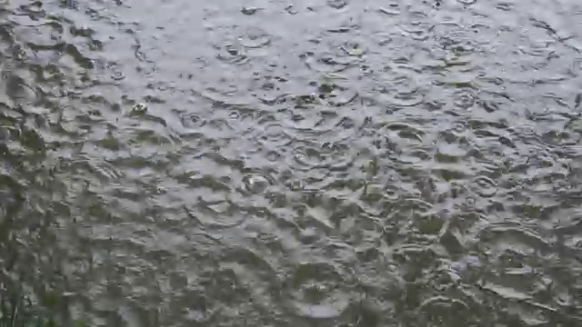 在一个阴沉的秋日，雨滴掉进了脏水里。视频素材