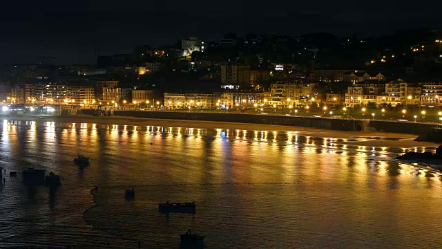 San Sebastián夜晚时光流逝视频素材