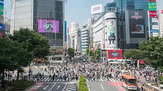 涉谷十字路口行人过马路视频素材