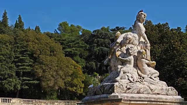 Jardins de la方丹,Nîmes, Gard Occitanie法国视频素材