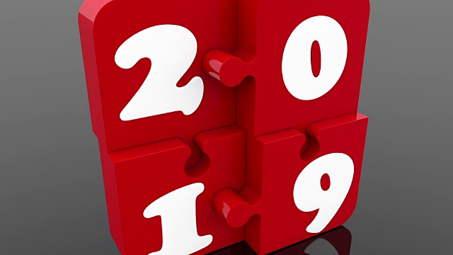 红色拼图与白色新年概念视频素材画面2