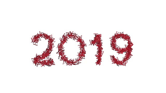 新年2019由音符制作的3D插图视频素材画面3