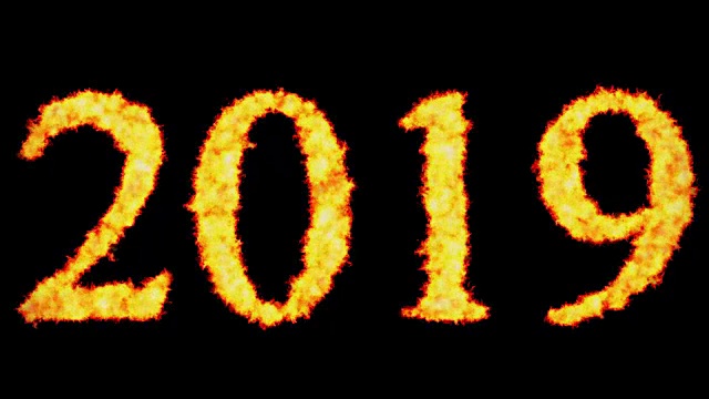 2019文字概念燃烧黑色背景视频素材画面1