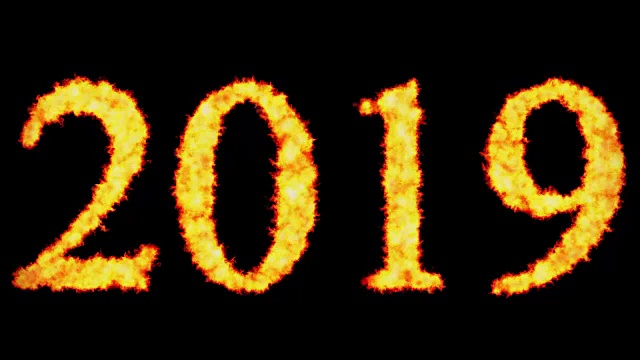2019文字概念燃烧黑色背景视频素材画面2