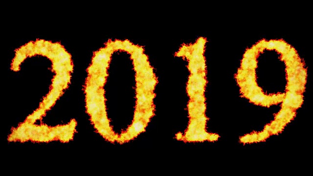 2019文字概念燃烧黑色背景视频素材画面3