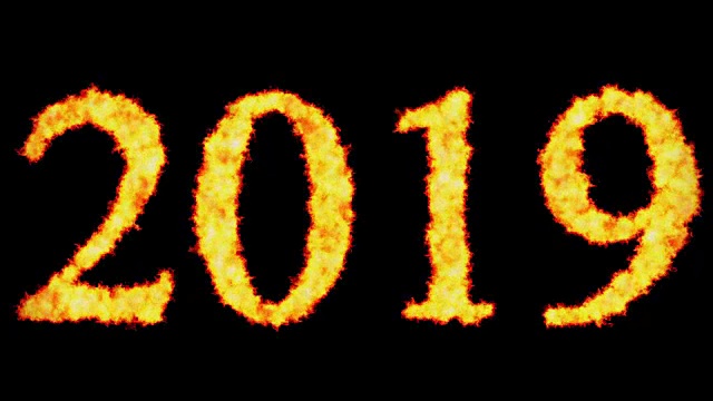 2019文字概念燃烧黑色背景视频素材画面4