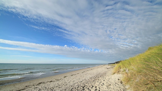 波罗的海海滩沙丘，西strand, Born am Darß， Fischland-Darß-Zingst，波罗的海，Mecklenburg-Vorpommern，德国视频素材