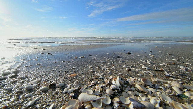 波罗的海海滩与波浪，Weststrand, Born am Darß， fischland - darzingst，波罗的海，Mecklenburg-Vorpommern，德国视频素材