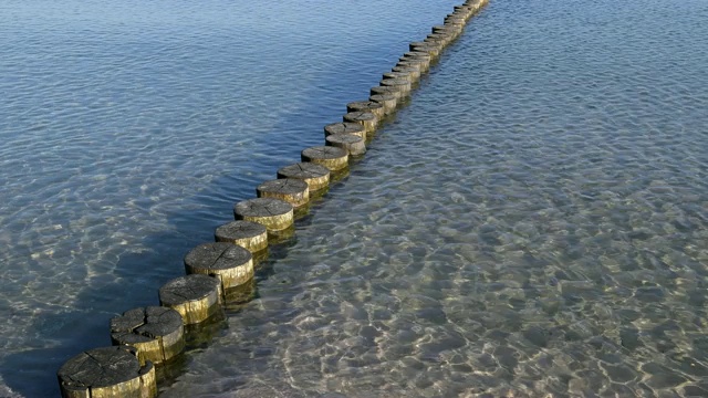 波罗的海海滩与groyne, Prerow, Fischland-Darß-Zingst，波罗的海，Mecklenburg-Vorpommern，德国视频素材