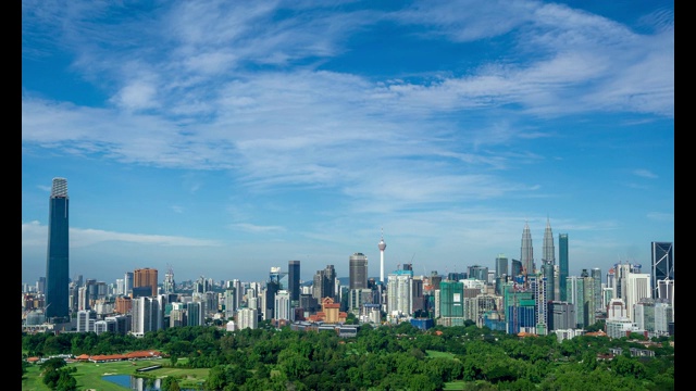 马来西亚吉隆坡市中心上空移动云的时间流逝。视频素材