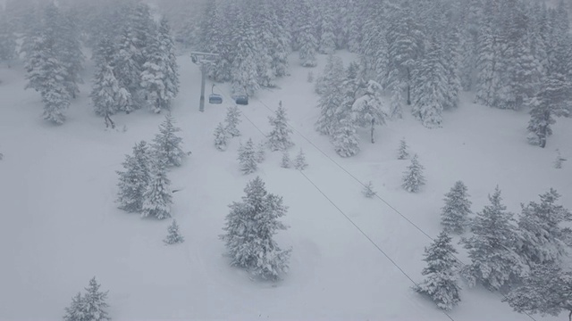 冬季滑雪缆车森林视频下载