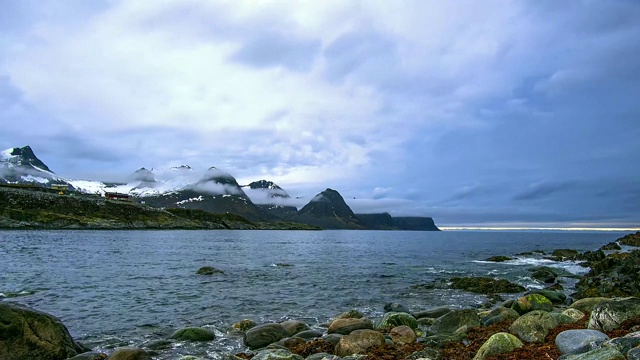 罗浮敦群岛的天空和海岸时光流逝视频素材