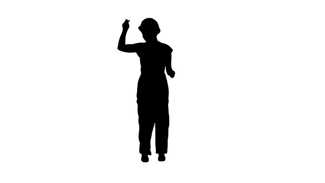 轮廓Tradeswoman跳舞。建筑制服女视频素材画面1