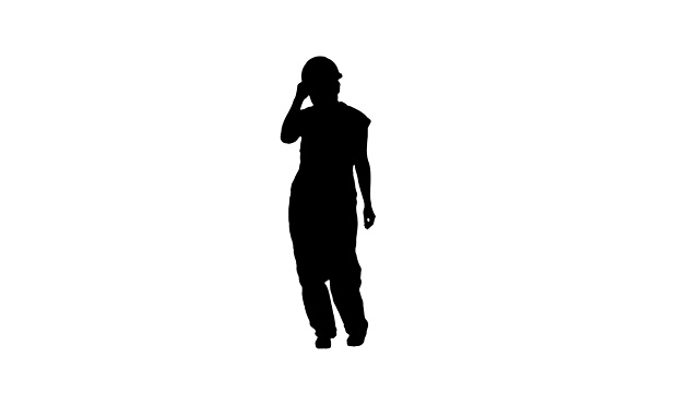 轮廓Tradeswoman跳舞。建筑制服女视频素材画面2