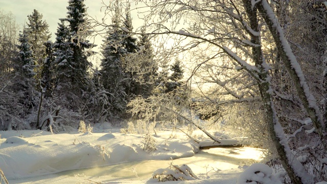 阳光照在那片白雪覆盖的地区视频素材