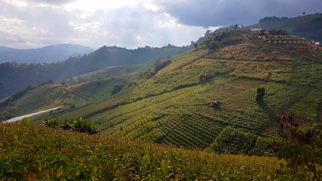 云雾和山地景观，蒙贾姆山，清迈，泰国视频素材