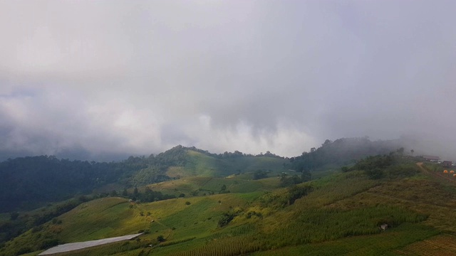 云雾和山地景观，蒙贾姆山，清迈，泰国视频素材