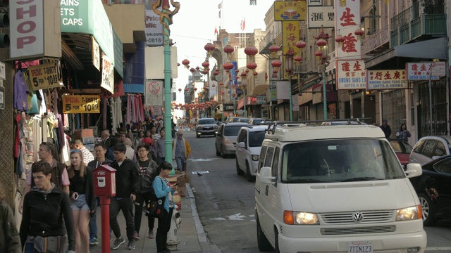 美国，北美，旧金山，加州，唐人街的传统装饰街道视频素材