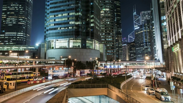 T/L WS HA PAN香港城市夜间交通视频素材