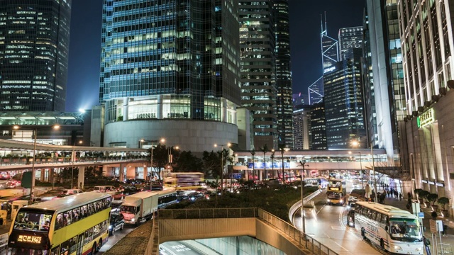 T/L WS HA PAN香港城市夜间交通视频素材