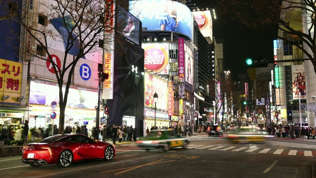 延时拍摄:日本东京涩谷夜景视频素材