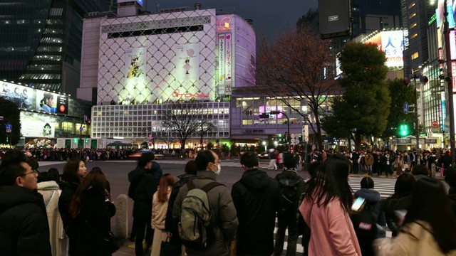 延时:涉谷穿越夜晚，日本东京视频素材