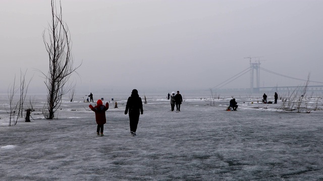 冰上钓鱼,北京视频素材