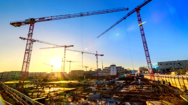 大型建筑工地的延时镜头视频素材画面1
