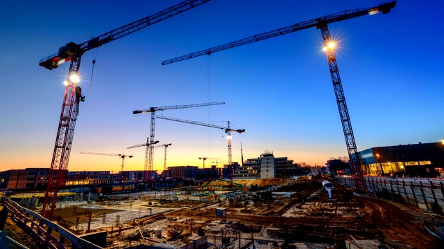 大型建筑工地的延时镜头视频素材画面3