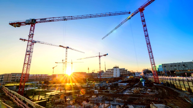 大型建筑工地的延时镜头视频素材画面4