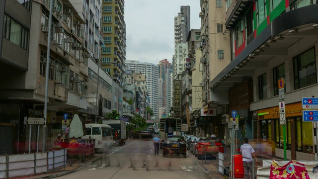 香港九龙白天时间交通街景全景4k时间推移视频素材