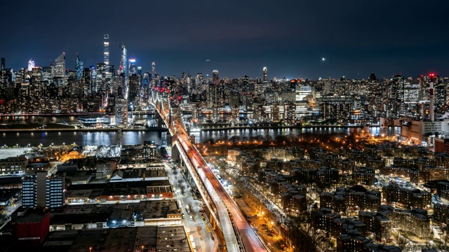 T/L WS HA Ed Koch Queensboro Bridge /美国纽约市夜景视频素材