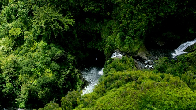 航空夏威夷的热带雨林，山谷瀑布毛伊岛视频素材