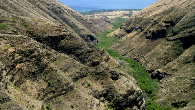 鸟瞰图火山悬崖山谷雨林毛伊岛视频素材