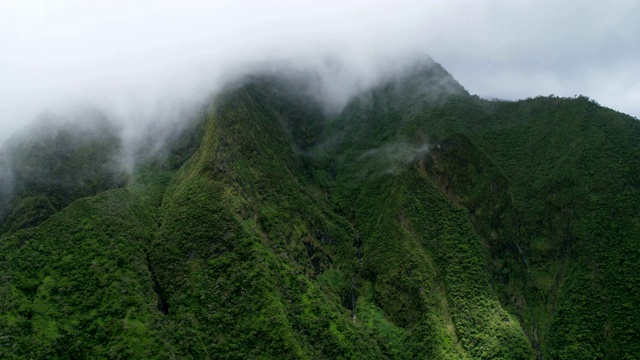 鸟瞰图火山悬崖山谷雨林毛伊岛视频素材