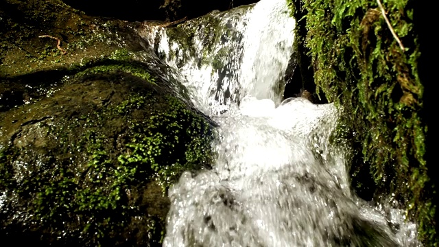 源头清澈的山水缓缓流下视频素材