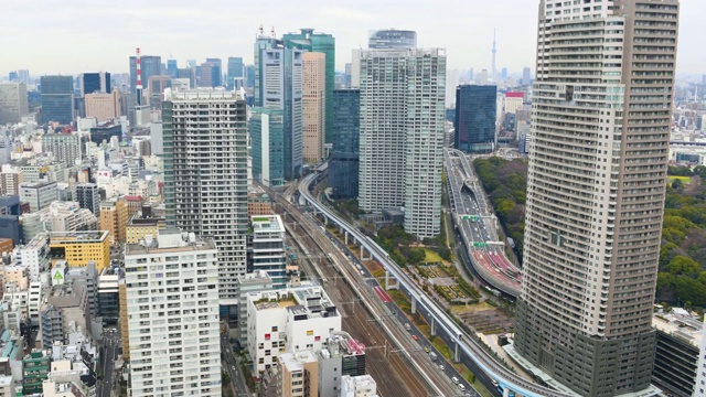 延时:东京城市景观鸟瞰图视频素材