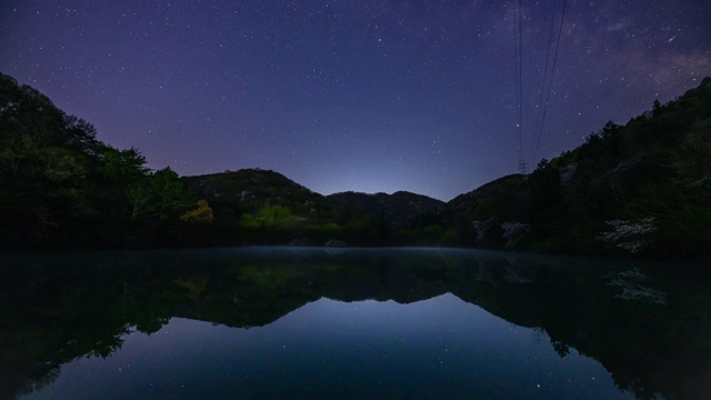 星夜观色杨基塘在雾中，华逊视频素材