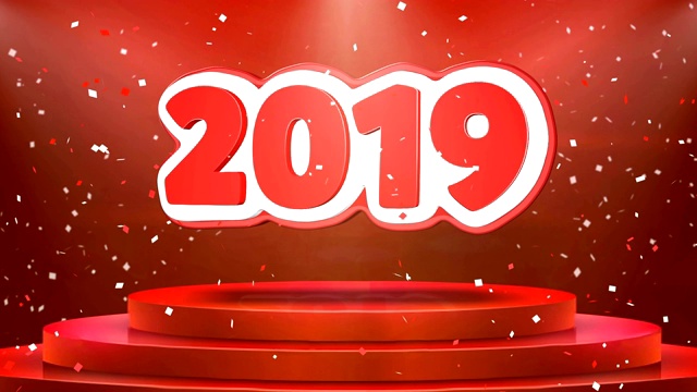 2019文字动画舞台领奖台彩纸循环动画视频素材画面1